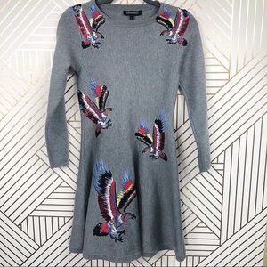 Unique Embroidered Eagle Sweater Dress